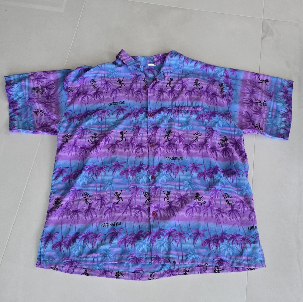 Vintage Purple and Blue Casual Button Down Shirt